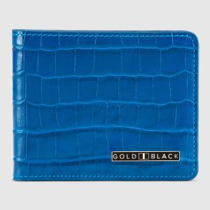 محفظة مطوية (كروكو) - ازرق